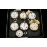 A Collection of 19th Century Sterling Silver Keywind Pocket Watches.