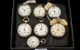 A Collection of 19th Century Sterling Silver Keywind Pocket Watches.