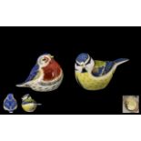 Royal Crown Derby Special Ltd Edn Paperweight 'Garden Blue Tit', gold stopper, date 2011,