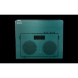 John Lewis DAB Radio in blue, with original box, mains and battery run, in as new condition.