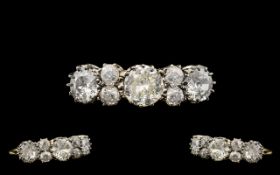 Ladies 18ct Gold & Platinum Attractive Antique Period Diamond Set Dress Ring.