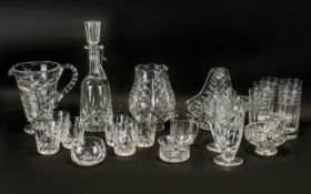 Collection of Crystal Glassware, comprising a tall stoppered decanter, a large water jug,