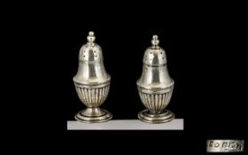 Solid Silver Antique Salt & Pepper Shakers, hallmarked Birmingham 1905. Silver weight 1 oz.