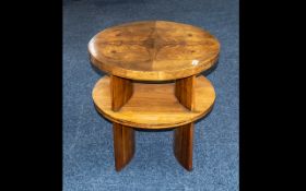 Fine Quality Art Deco Walnut Quartered Veneer Side Table with shaped,