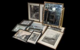 A Quantity of Framed Pictures including topographical maps, street scenes, and classical.