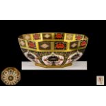 Royal Crown Derby Old Imari Pattern 22ct Gold Banded Large Hand Painted Octagonal Footed Bowl,