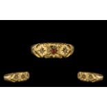 Late Victorian Period Attractive 18ct Gold Ruby and Diamond Set Ring, c1890s,