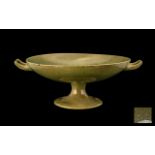 Royal Lancastrian Superb Mottled Green Twin Handled Pedestal Fruit Bowl of excellent proportions