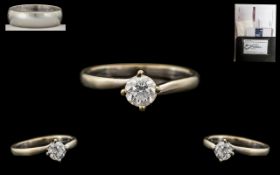 18ct Single Stone Diamond Ring round modern cut diamonds in a 4 claw setting together with IGI