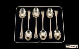 Victorian Period Boxed Set of Six Sterling Silver Teaspoons, all in excellent condition.