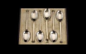 Set of Silver Art Deco Spoons, hallmarked Sheffield 1924,