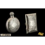 Victorian Period Screw Top Circular Sterling Silver Scent Bottle with excellent chased decoration,