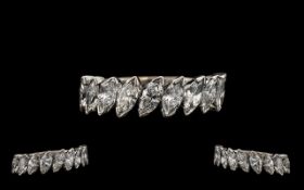 Ladies - 18ct White Gold Stunning Quality Nine Stone - Attractive Half Eternity Diamond Set Ring.