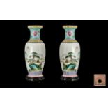 Pair of Chinese 20th Century Vases painted in a Famille Rose palette,