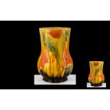 Crown Ducal 1930s High Lustre Drip Glaze Waisted Vase,