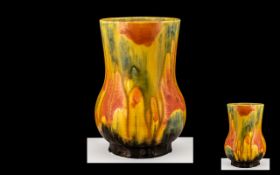 Crown Ducal 1930s High Lustre Drip Glaze Waisted Vase,