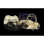 Collection of Fashion Handbags comprising black fabric and patent Guess handbag;