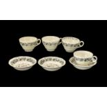 Crown Ducal Passover Ware Black Litho Four Tea Cups,