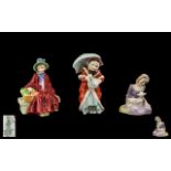 Royal Doulton Hand Painted Figures, three comprising 1/ Miss Muffet, HN1936, designer L Harrington,