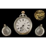 Swiss Nice Quality Keyless Sterling Silver Cased Open Faced Centre Seconds Chronograph Pocket Watch
