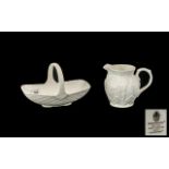 Wedgwood Countryware Pattern Strawberry Set, comprising a white strawberry basket with handle,