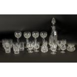 Collection of Crystal Glassware comprising of a tall decanter with a decorative pineapple stopper,