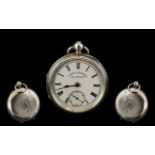 H Samuel Manchester 'The Accurate' Key Wind Sterling Silver English Lever Pocket Watch (Climax),