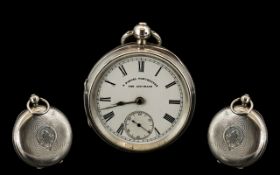 H Samuel Manchester 'The Accurate' Key Wind Sterling Silver English Lever Pocket Watch (Climax),