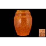 Royal Lancastrian Mottled Orange Ribbed Ovoid Vase of pleasing proportions,