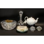 Collection of Porcelain & Glassware comprising a tall stoppered decanter,