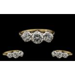 18ct Gold Excellent Quality 3 Stone Diamond Set Ring fully hallmarked for 750 - 18ct.