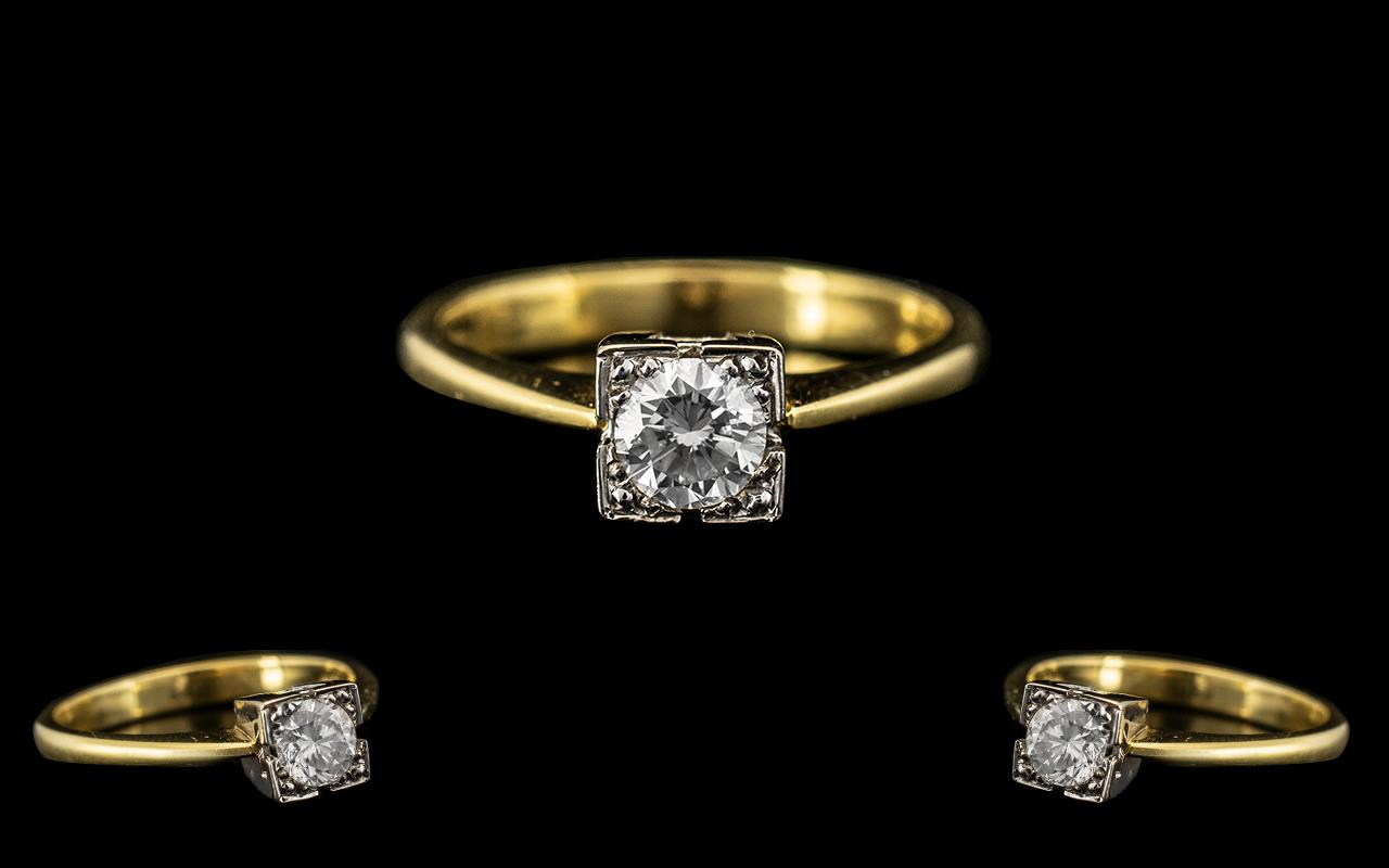 18ct Gold Attractive and Top Quality Single Stone Set Dress Ring. Full hallmark for 18ct. The - Image 2 of 2