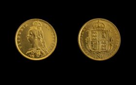 Queen Victoria Shield Back Jubilee Head 22ct Gold Half Sovereign, dated 1887, of high grade,
