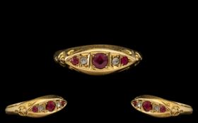 Edwardian Period Attractive & Pleasing 18ct Gold Ruby & Diamond Set Ring.