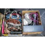 Two Boxes Containing 19 Assorted Handbags to include vintage specimen skins leather bag,