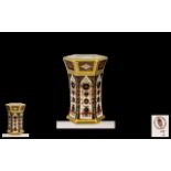 Royal Crown Derby Handpainted Old Imari Pattern 22ct Solid Gold Banded Vase. Pattern No. 1128.