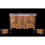 Large and Impressive Kingwood French Style Serpentine Commode Cabinet, the shaped sides adorned with