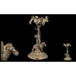 Victorian Period - Good Quality Silver Plated Figurines Center Piece. Features a St. Barnard's