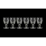 Waterford Signed Cut Crystal Set of Six Sherry Glasses 'Lisamore' Pattern.