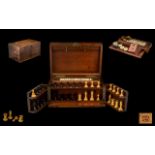 Mid 19th Century -Staunton Chess Set & Burr Walnut Games Compendium Cabinet Box with Fitted Interior