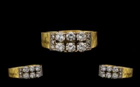 18ct Gold Attractive Diamond Set Dress Ring marked 18ct to interior of shank.