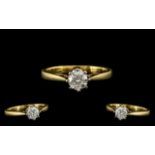18ct Gold Excellent Quality Single Stone Diamond Ring,
