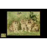 Louis Wain 1860-1939 Wonderful Watercolour of Three Curious Playful Kittens,