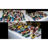 Large Collection of Die Cast Model Cars, Buses and Trucks, made by Matchbox, Days Gone, Lledo, etc.