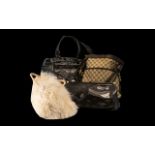 Collection of Fashion Bags comprising a Gucci style shoulder bag, a cream Mongolian fur bag,