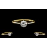 18ct Gold and Platinum High Quality Single Stone Diamond Set Ring,