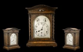 Edwardian Inlaid Mahogany Napoleon Hat Mantel Clock, with white enamel dial,