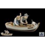 Lladro Large and Impressive Hand Painted Figure Group 'Fishing with Gramps', model no.