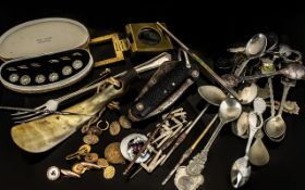 Bag of Miscellaneous Items: Souvenir Spoons,