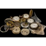 Bag of Miscellaneous Spare Parts and Broken Cases for English Pocket Watches;